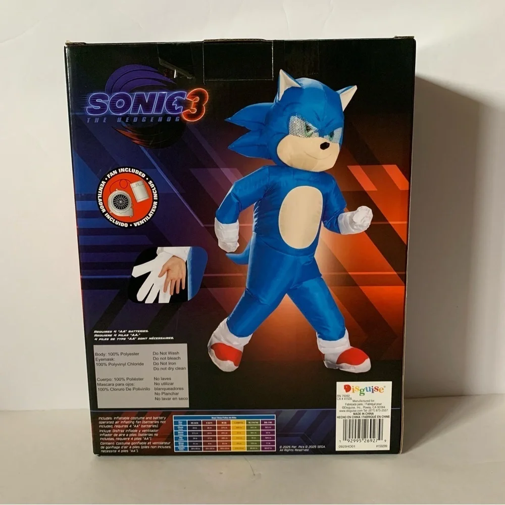 NIB. SONIC The Hedgehog Inflatable Kids Costume